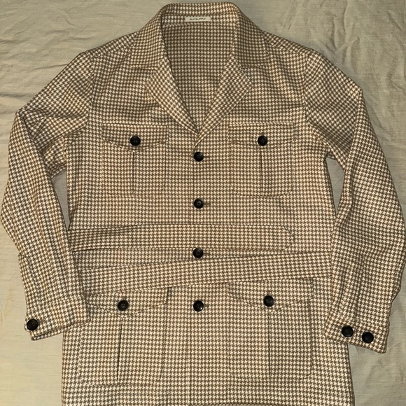 Suitsupply Other - Suitsupply beige and White Houndstooth Military Jacket
